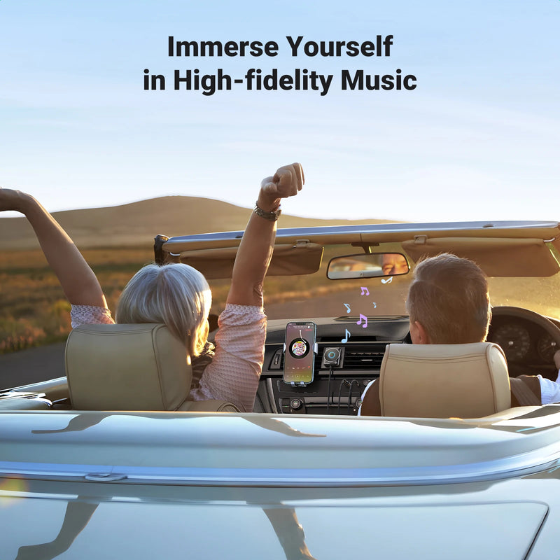 UGREEN Bluetooth 5.4 Car Receiver Adapter with Mics and Noise Cancellation, USB AUX Bluetooth Receiver Car Kit Stereo Audio