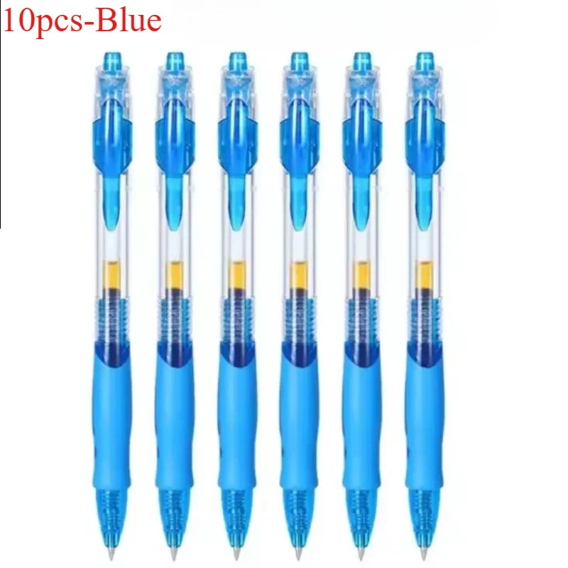 5/10pcs Retractable Gel Pen Set Black/Red/Blue Ink Ballpoint Pen Writing Refill Office Supplies School Supplies Stationery Pen