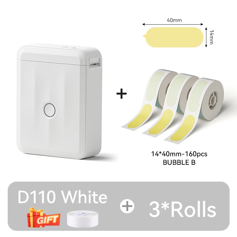 NIIMBOT D110 Thermal Label Printer Mini Portable Self-adhesive Label Maker With Tape for Home Similar to Dymo Labeling Machine