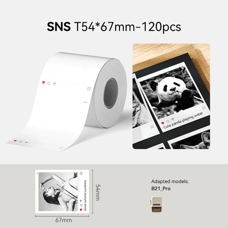 NiiMbot 300 DPI B21 Pro Thermal Printer Cardboard Label High-definition Photo Printing Sticker Photo Paper With Adhesive Backing