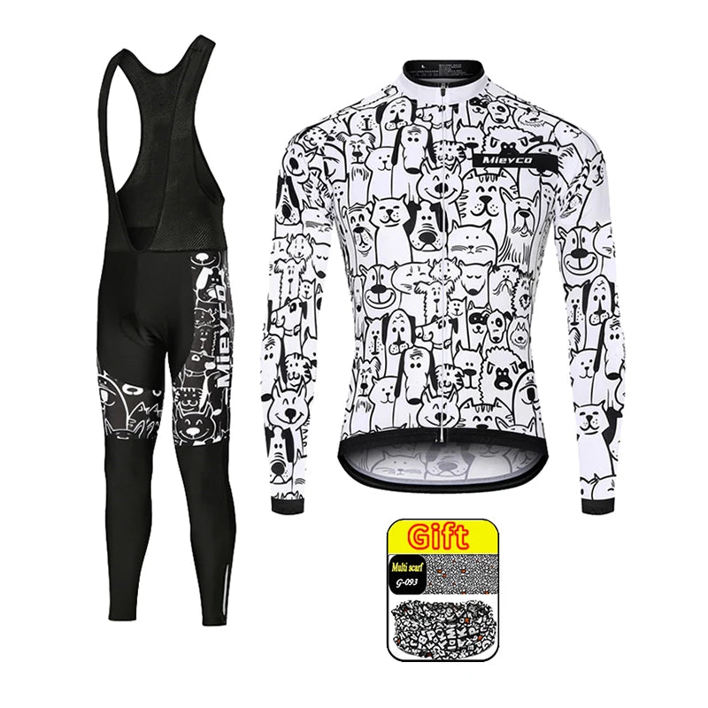 Men's Long Sleeve Cycling Jersey Set Moisture Wicking Breathable Road Bike Shirt Pants MTB Racing Bicycle Sportswear