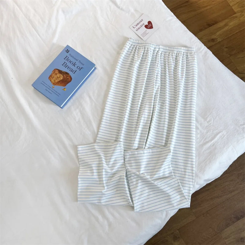 New Chest Pads Sleepwear Home Suit 2 Piece Spring Autumn Long-sleeved Trousers V-neck Loungewear Casual Pajamas Homewear