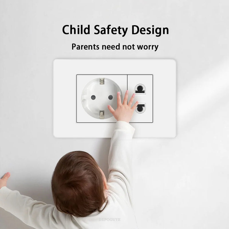 EU Korea Standard 4*2 Wall Light Switch Socket,USB Type-c 20W Fast Charger plug,1/2/3/4/Gang 2 Way Switch PC Panel Power ON OFF