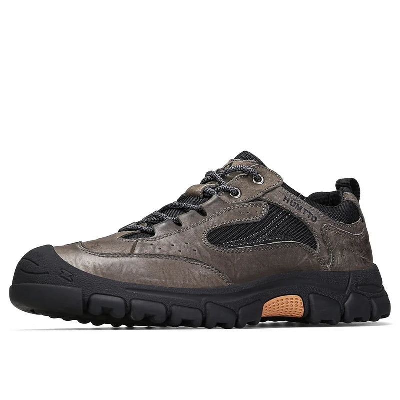 HUMTTO Hiking Shoes Men Genuine Leather Men's Sports Shoes Non-slip Winter Outdoor Safety Sneakers Breathable Trekking for Boots