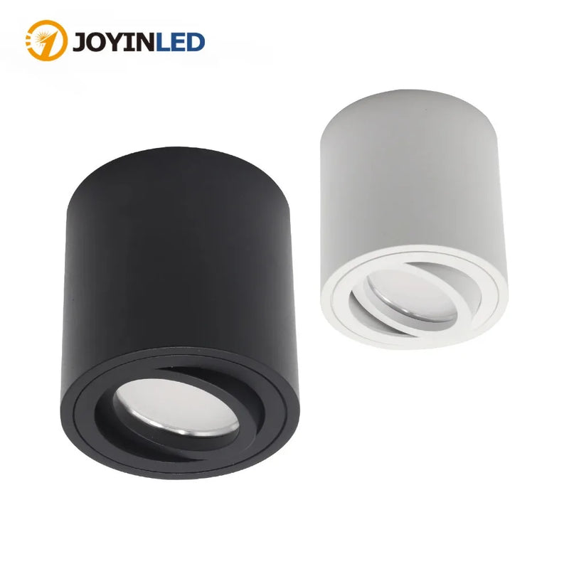 Black White Spotlight GU10 Fitting Round LED Surface Mounted Ceiling Spot Light Halogen Bulb Cylinder Down Lamp Fixture 220V