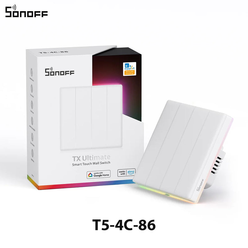 SONOFF TX Ultimate Smart WiFi Wall Switch Full Touch Access LED Multi-Sensory eWeLink Remote Control via Alexa Google Alice