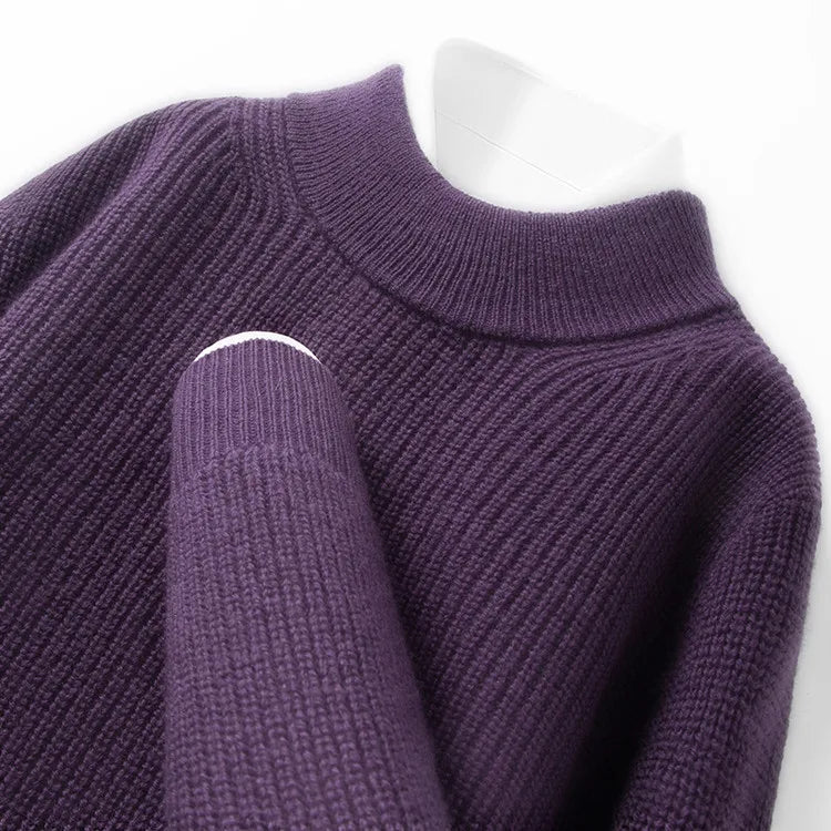 Men's 100% Merino Wool Crew-Neck Sweater -  Soft Textured Knit Business Casual Pullover Sweatshirt