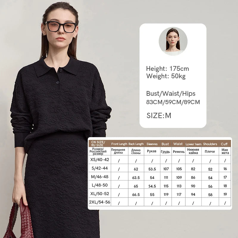AMII Women's Sweater 2026 Autumn New Knitted Top Long Sleeves Ladies Clothing Midi Skirt Solid Color Sweater Separately 12543068