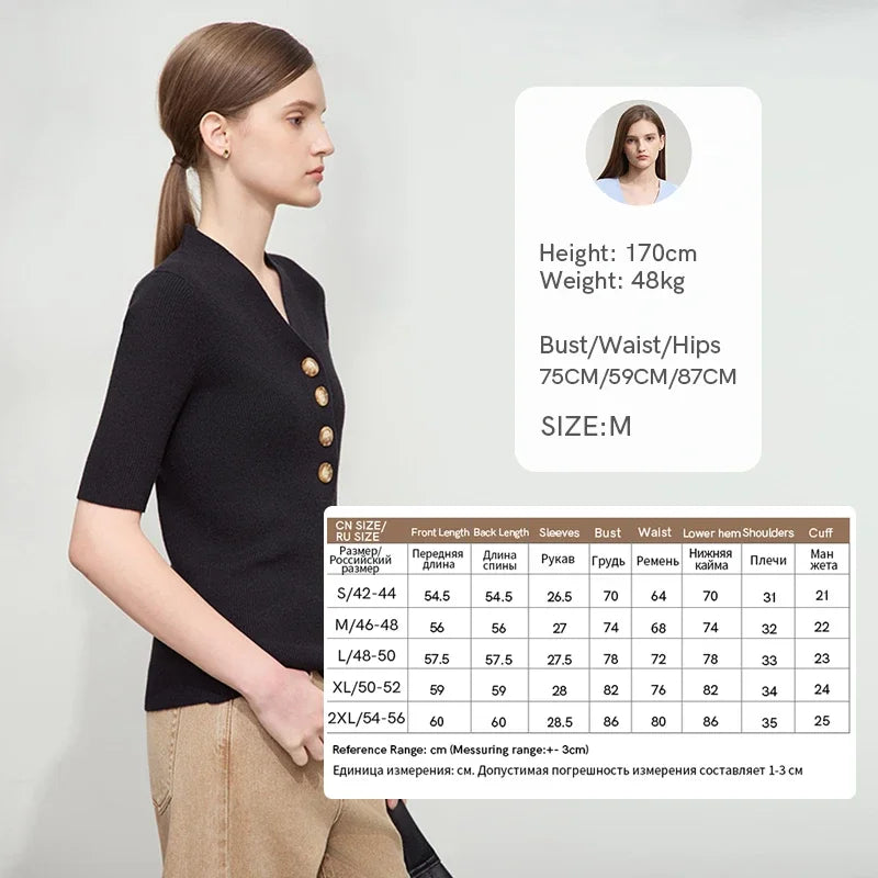 អាវយឺតប៉ាក់ AMII Minimalist សម្រាប់ស្ត្រី រដូវស្លឹកឈើជ្រុះឆ្នាំ ២០២៦ រចនាប័ទ្ម New England សម្រាប់ធ្វើដំណើរ ក V ស្លីមស្តើង អាវប៉ាក់ ១២៥២១០៨៦