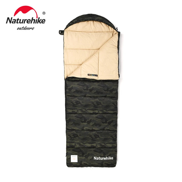 Naturehike M320 Envelope Hooded Sleeping Bag Outdoor Camping Splash-proof Skin-friendly Soft Warm Spliced Single Sleeping Sack