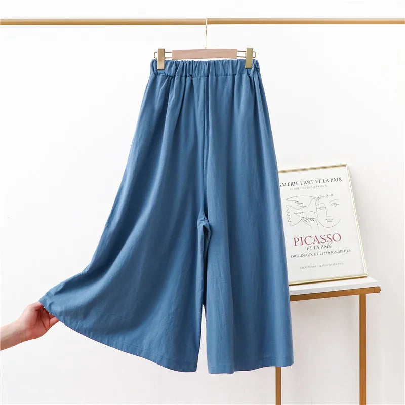Spring Autumn Loose Wide Leg Pants Cotton Linen Home Wear Trousers New Sleeping Pajamas Pant Women Sleepwear Pantalon De Pijama