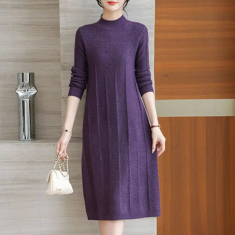 Knitting Sweaters & Jumpers Casual Spring Autumn Woolen Jersey For Women Basic Wear Pullover Female Long Dress Woolen Knitwear