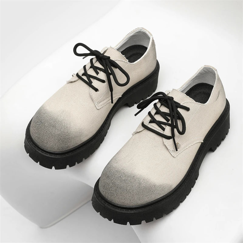 Men's thick-sole outdoor tooling casual shoes Four Seasons new breathable non-slip soft-sole city walking shoes party tide shoes