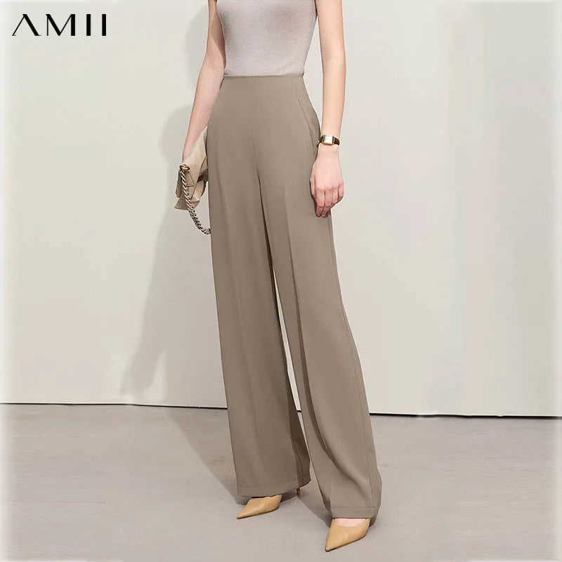 ខោជើងវែង Amii Minimalism រដូវក្តៅឆ្នាំ ២០២៦ ខោជើងវែងថ្មីសម្រាប់ស្ត្រីត្រង់មូលដ្ឋានខោធម្មតាខោជើងវែងពេញប្រវែង ១២៤១២០០៦