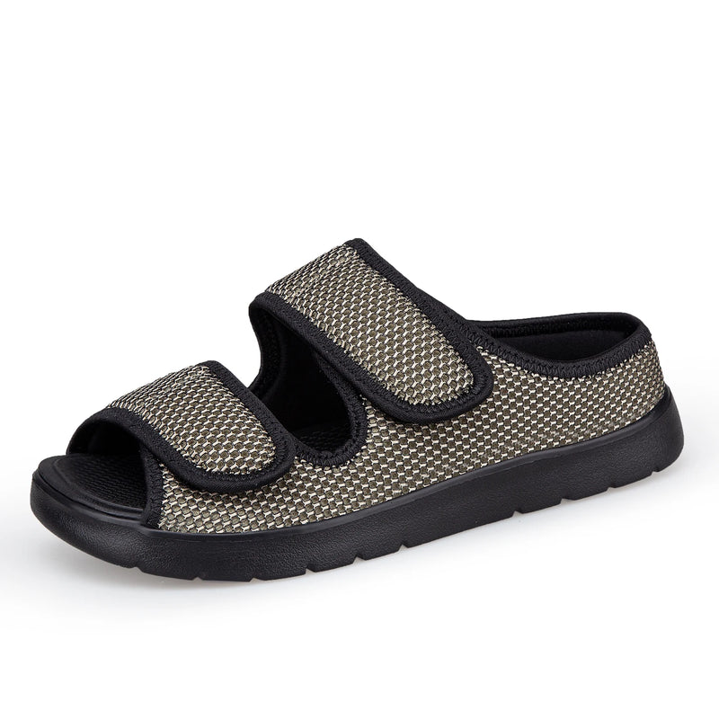 Adjustable Diabetic Sandals for Swollen Feet Wide Open Toe Mesh Slippers for Edema Arthritis Bunions & Elderly Foot Pain Relief