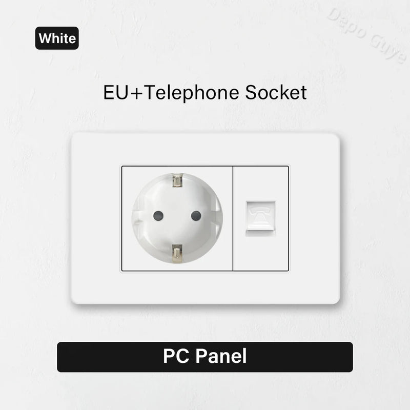 EU Korea Standard 4*2 Wall Light Switch Socket,USB Type-c 20W Fast Charger plug,1/2/3/4/Gang 2 Way Switch PC Panel Power ON OFF