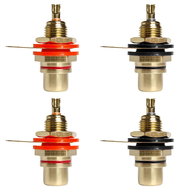 4/10/20Pcs Brass Gold Plated RCA Plug & Jack Set -Premium Audio Signal Connectors -for Preamp, DIY, Home Theater
