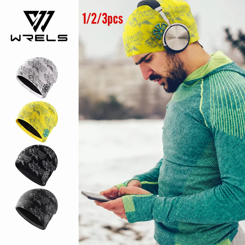 WRELS Cycling Cap Thermal Fleece Lined Ski Hat Windproof Warm Running Motorcycle Outdoor Sports Anti-Cold Skull Beanie Hat