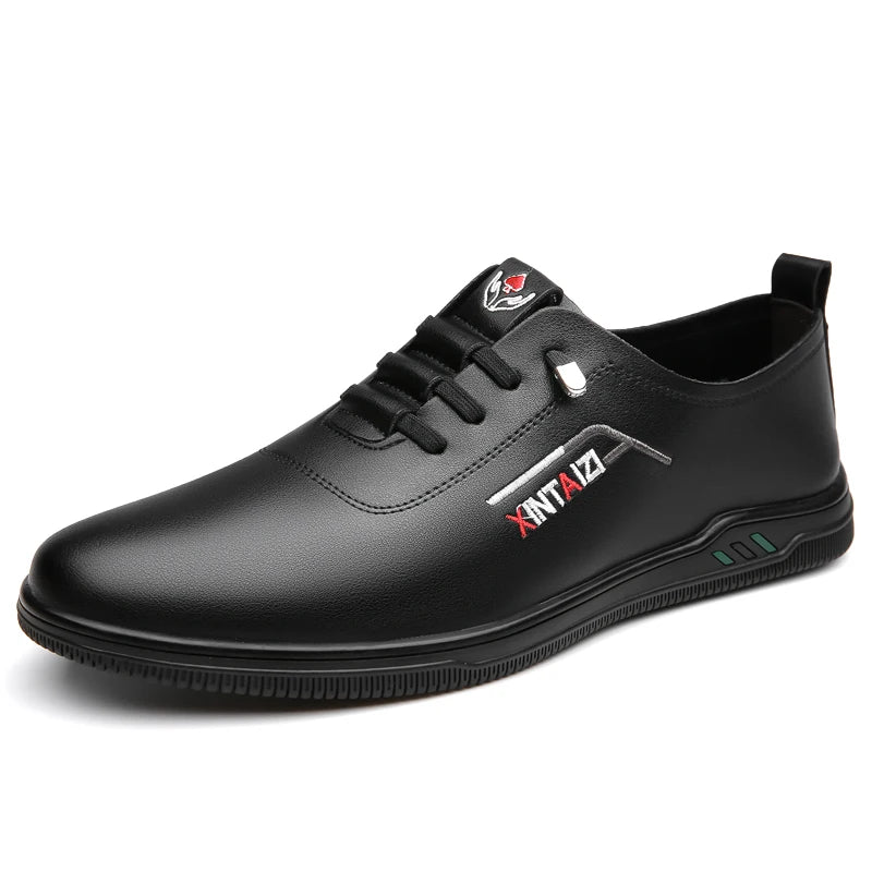 Men Sports Shoes High-quality Leather Wear-resistant Daily Commuting Casual Shoes Breathable Comfort Soft Soled Walking Shoes