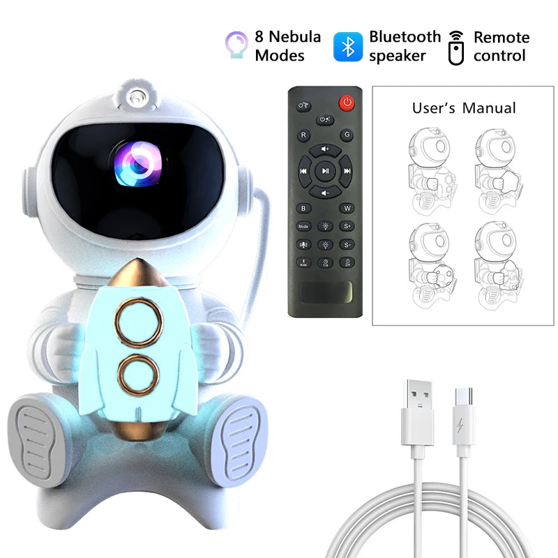 Astronaut Galaxy Projector Star and Moon Night Light Projector Bluetooth Remote Timer 360°Adjustable Angle for Bedroom Kids Gift
