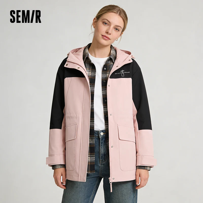 Semir Waterproof Jacket Women 2026 Spring Windproof Stain-Resistant Solid Color Loose Casual Top Stylish Outerwear