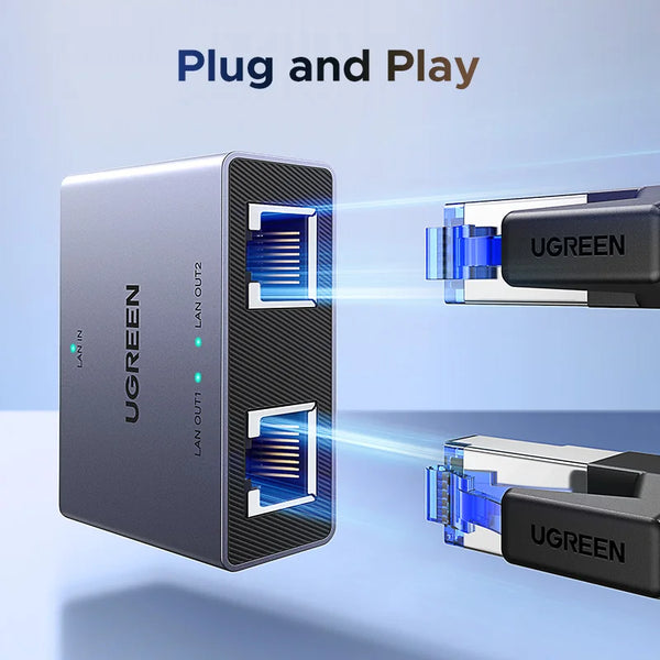 ឧបករណ៍បំបែក RJ45 1000Mbps 1 ទៅ 2 Ethernet Adapter LAN Connector RJ45 Splitter Switch Coupler សម្រាប់កុំព្យូទ័រ Laptop TV Box Router