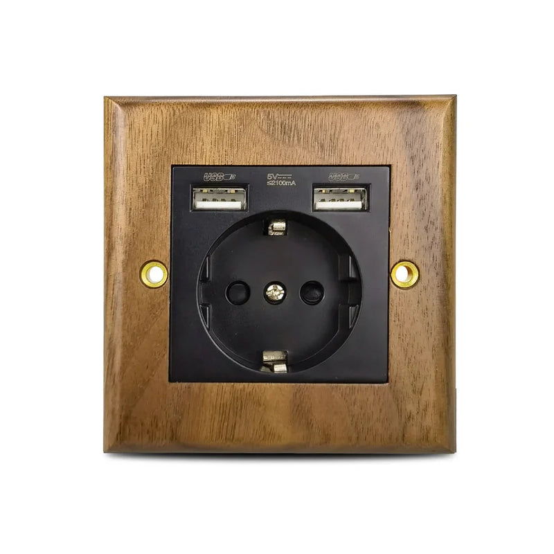 DepoGuye High quality retro American light switch socket, pure wood brass toggle switch plate, home &bed wall light switch