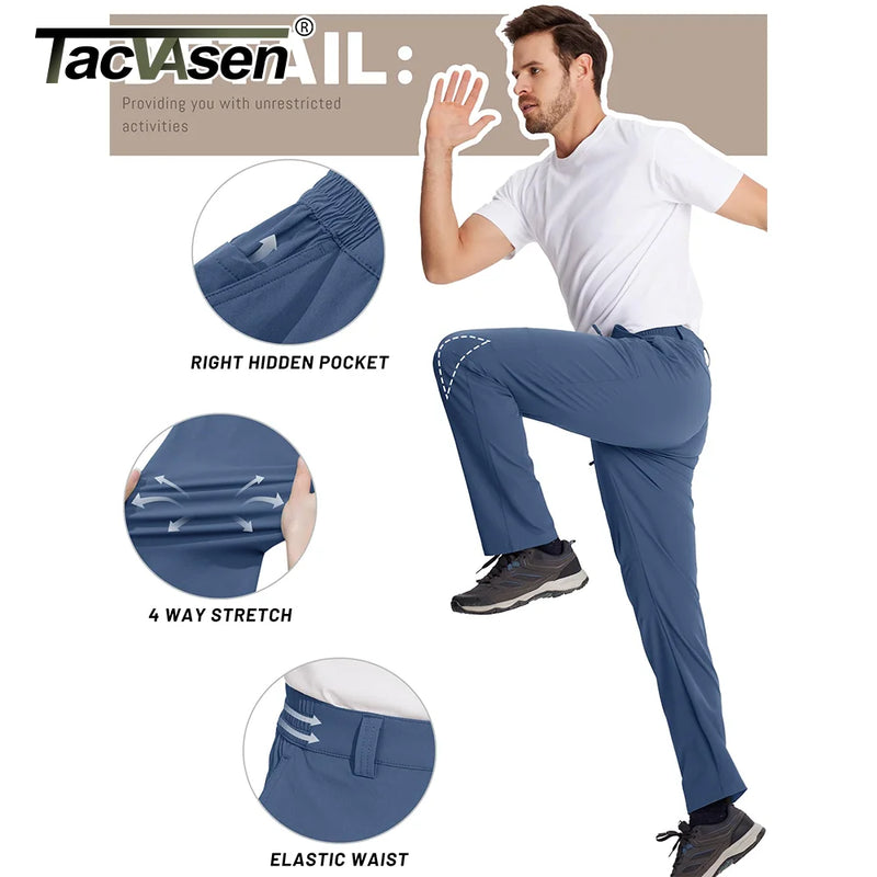 TACVASEN Waterproof Lightweight Hiking Pants Mens Ripstop Quick Dry Cargo Work Pant Outdoor Trekking Hard-wearing Trousers Male