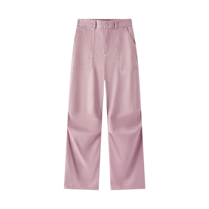 Semir Cargo Pants Women Spring Half Elastic Waist Outdoor Street Style Trendy Wide Leg Casual Versatile Fashion Trousers