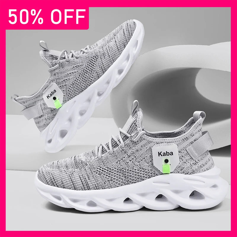Men Sports Shoes Soft Sole Rebound Street Running Shoes New Fashionable Mesh Lightweight Breathable Walking Tennis Shoes for Men