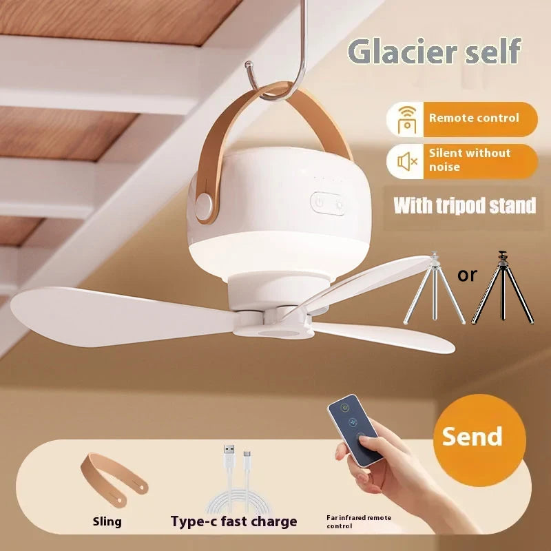 កង្ហារពិដានចល័ត LED ដែលអាចសាកបាន កង្ហារអគ្គិសនី LED ចង្កៀងរាត្រី ចង្កៀងផ្ទះ ក្រៅផ្ទះ បោះតង់ ព្យួរ ភ្លើងកង្ហារ ជាមួយឧបករណ៍បញ្ជាពីចម្ងាយ