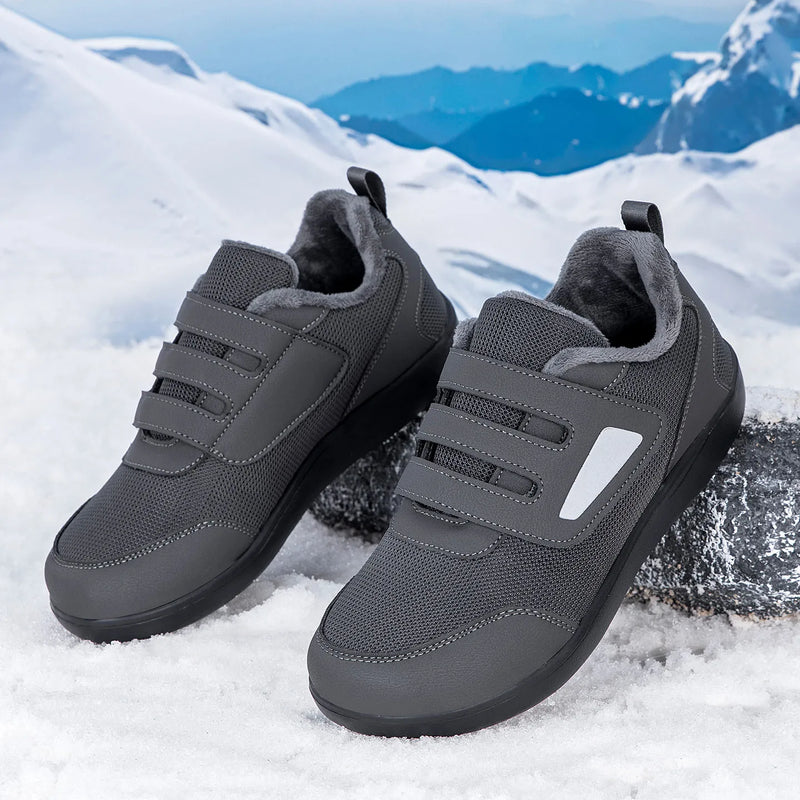 Men Women Winter Walking Shoes Fleece Lined Warm Elderly Sneakers Extra Wide Toe Non Slip Diabetic Shoes Adjustable Strap