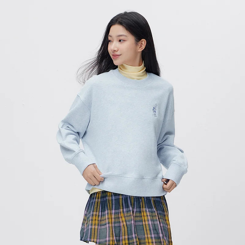 Semir Oversize Hoodie Women Spring Embroidered Split Basic Layer Trendy Pullover Casual Loose Comfortable Stylish Top