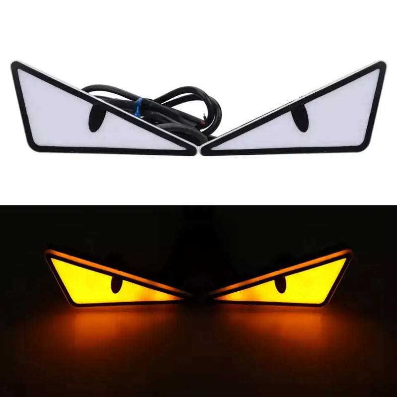 SEAMETAL 2pcs LED Devil's Eye License Plate Light Mini Turn Signal Flasher Headlight for Car Motorcycle Modified Decoration