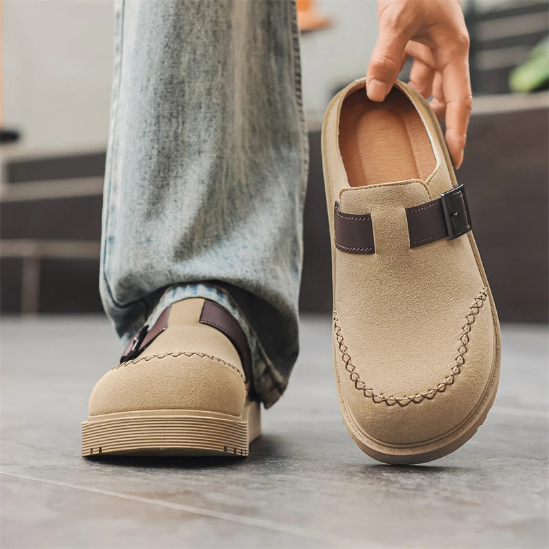 Men's slip on casual slippers summer new anti-slip soft-sole breathable lightweight outdoor walking slippers youth half slippers