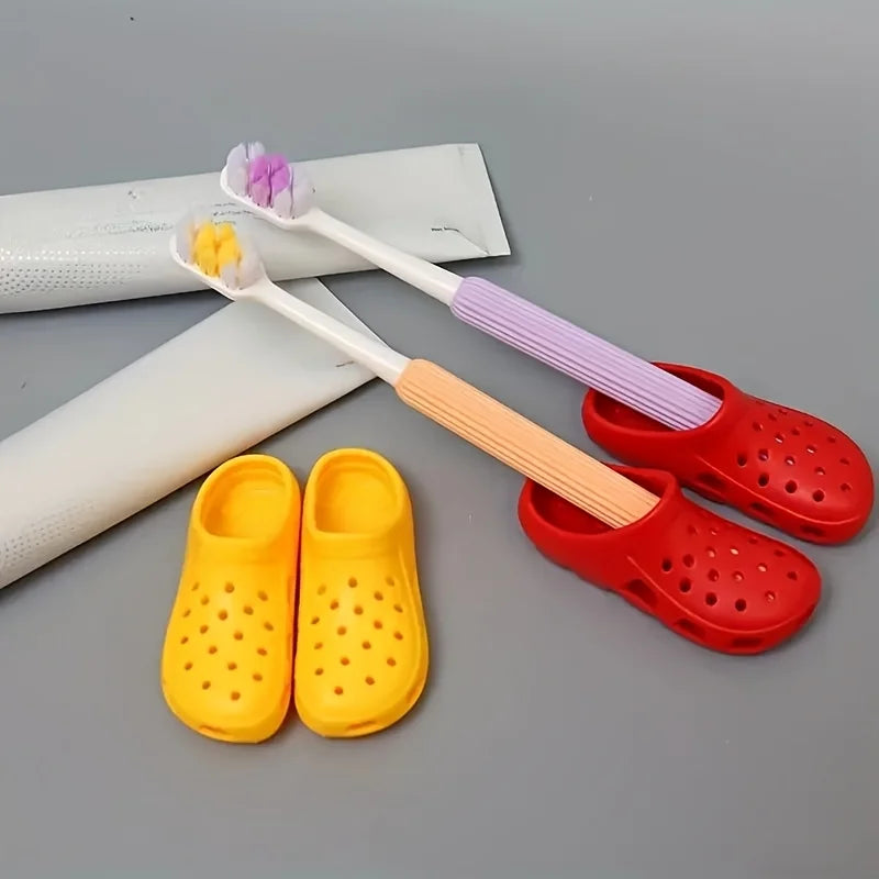 2pcs Colorful Mini Slippers & Toothbrush Storage Box - Wall-Mounted, No-Drill, Durable Plastic Bathroom Organizer