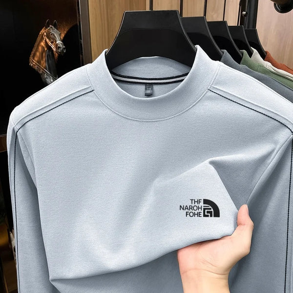 Original Design Men Long Sleeve T-Shirt Round Neck Letter Pattern Printing Autumn Winter New Leisure Comfortable Warm Men's Wear