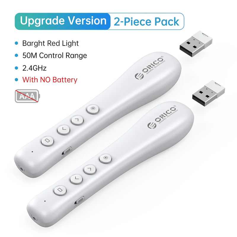 ORICO Presentation Clicker Remote Laser Pointer Wireless USB Presenter Slideshow PowerPoint Clicker 2.4GHz for Google Slides