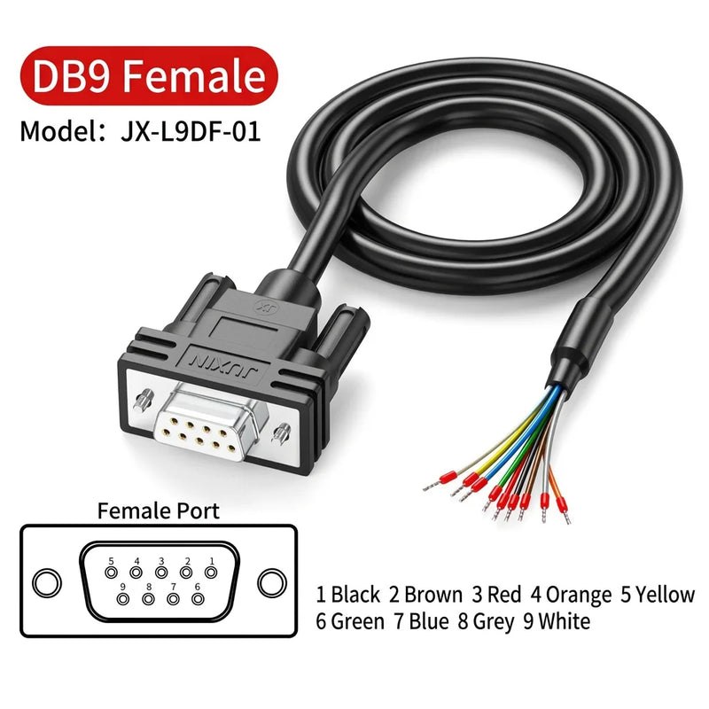 DIVEDEER DB9 DB15 DB25 Serial Cables Single-Ended RS232 Connector Wires with 9-Pin Terminal Blocks