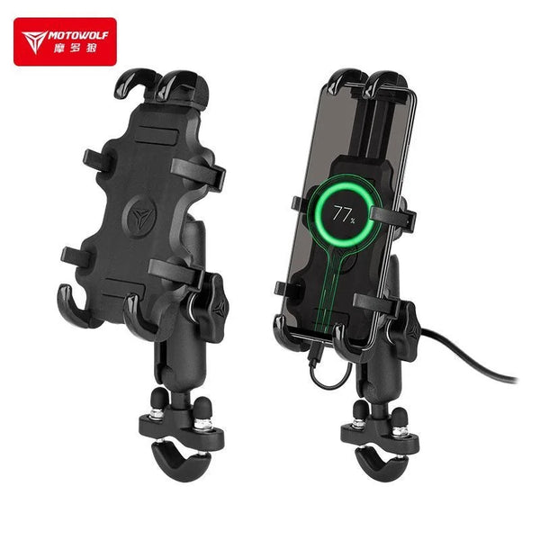 ជើងទ្រទូរសព្ទម៉ូតូ Motowolf សាកថ្មតាមរន្ធ USB GPS សាកថ្មរហ័ស ជើងទ្រទូរសព្ទដៃសម្រាប់កញ្ចក់ម៉ូតូ