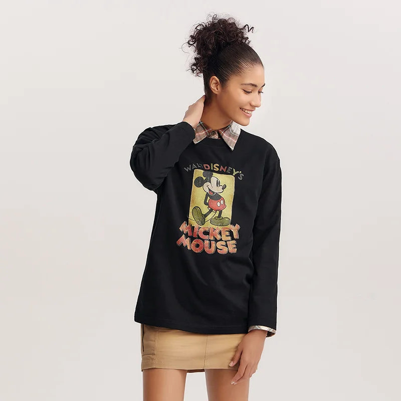 Semir Cotton Tshirt Printed Long Sleeve Women 2025 Spring Loose Fit Basic Daily Casual Fashion Comfortable Pullover Top