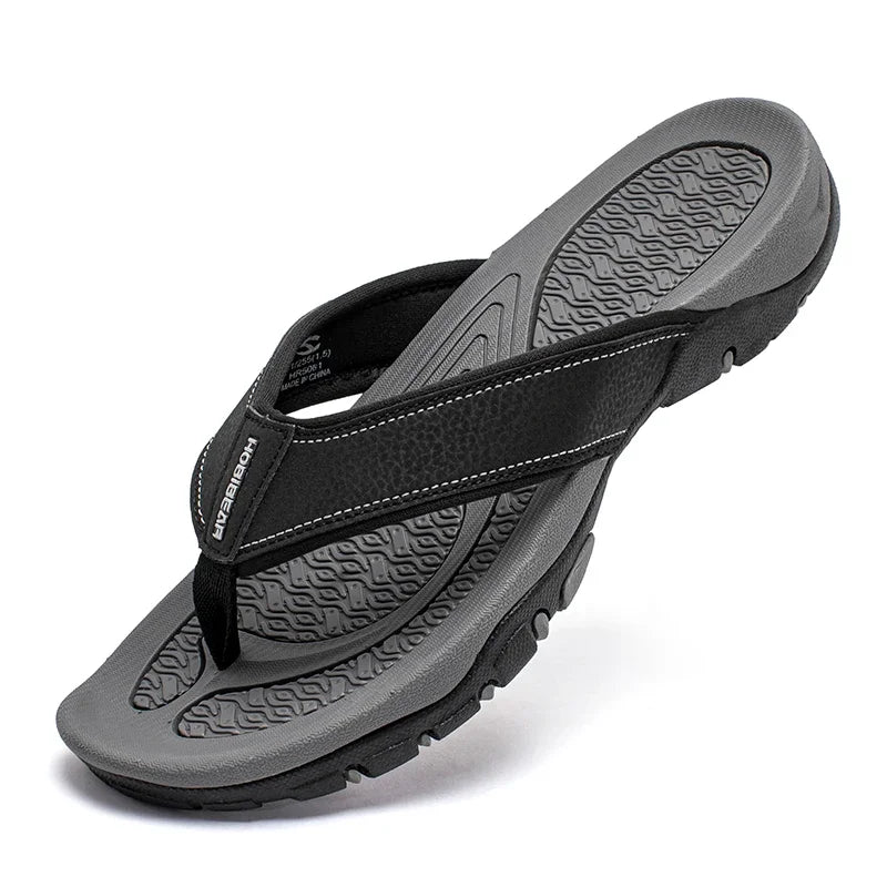Summer Hot Sale Mens Flip Flops Plus Big Size 49 50 51 52 Leather Slippers Sandals Flip-Flop Beach Shoes Outdoor Hard Outsoles