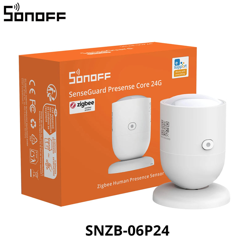 SONOFF SNZB-06P24 Zigbee Accurate Human Presence Sensor 24GHz mmWave Radar Light Sensing Works with Apple Home Via Matter Bridge