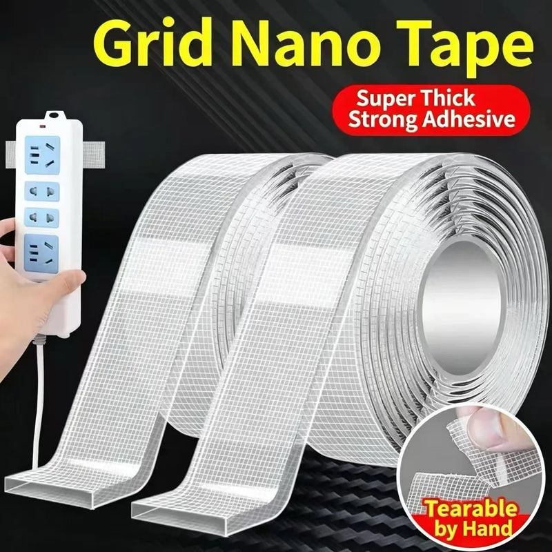 2PCS-Duty Nano Tape Double Sided Transparent Waterproof Adhesive Tape Removable Strong Sticky Mounting Tape for Home Office