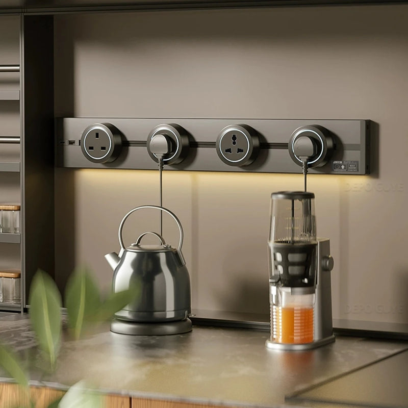 Power Track Socket EU/France/Italy/Israeli/UK/US Home Kitchen Romovable Adapterr Plug With USB Type-c Universal Outlet