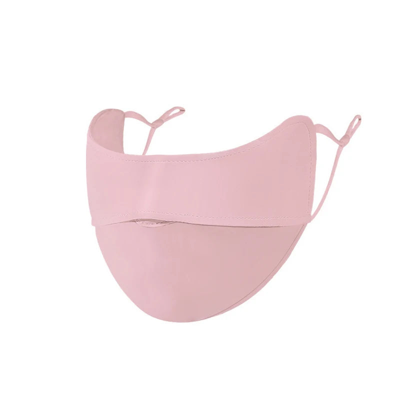 Ice Silk Sunscreen Mask Women Outdoor Cycling Hiking Sun Protective Face Mask Adjustable Breathable Cool Anti-UV Sun Face Cover