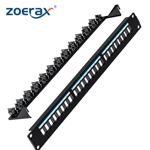 ZoeRax 24 Port Blank Patch Panel UTP with Adjustable Rear Cable Management Bar for RJ45 CAT5e, CAT6, CAT6A, USB, HDMI CHINA