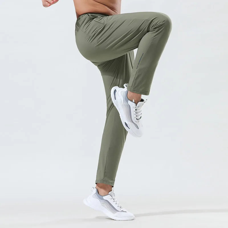 Ω Men's Slim-fit Quick-drying Sports Pants, Thin Ice Silk Outdoor Running Fitness Yoga Leisure Training Long Pants for Summer