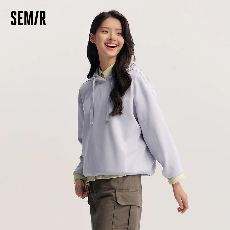 Semir Embroidered Hoodies Soft Texture Women Spring Casual Sweatshirt Fashion Comfort Loose Style Gentle Trend Cozy New 2026