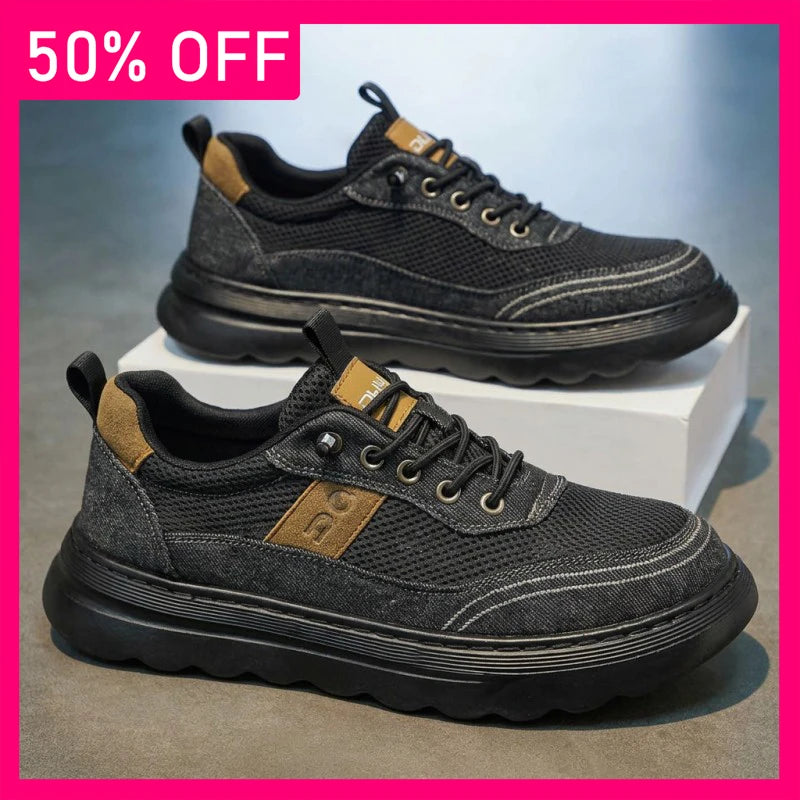Men Sports Shoes Breathable Wear-resistant Mesh Lightweight Outdoor Walking Shoes Thick Soled Non Slip Casual Shoes for Men